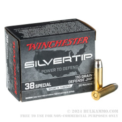 200 Rounds of .38 Spl Ammo by Winchester Silvertip - 110gr JHP