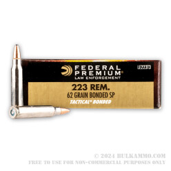 20 Rounds of .223 Ammo by Federal Law Enforcement - 62gr Bonded SP