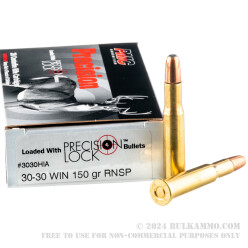 20 Rounds of 30-30 Win Ammo by PMC Precision - 150gr RNSP InterLock
