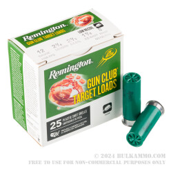 25 Rounds of 12ga Ammo by Remington Gun Club Target Load Low Recoil - 1 1/8 ounce #8 shot