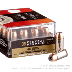 200 Rounds of .40 S&W Ammo by Federal Personal Defense Hydra-Shok Low Recoil - 135gr JHP