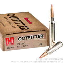 20 Rounds of .300 PRC Ammo by Hornady Outfitter - 190gr CX