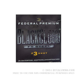 25 Rounds of 12ga Ammo by Federal Black Cloud FS Steel - 2-3/4" 1 ounce #3 Shot