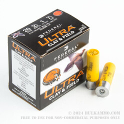 25 Rounds of 20ga Ammo by Federal -  #7 1/2 Shot
