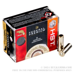 20 Rounds of 38 Special +P Ammo by Federal Personal Defense HST Micro - 130gr JHP