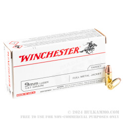 50 Rounds of 9mm Ammo by Winchester - 147gr FMJFN