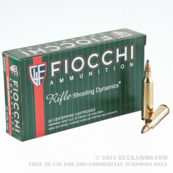 20 Rounds of .22-250 Rem Ammo by Fiocchi - 55gr PSP