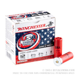 250 Rounds of 12ga Ammo by Winchester USA Game & Target - 1 ounce #8 shot