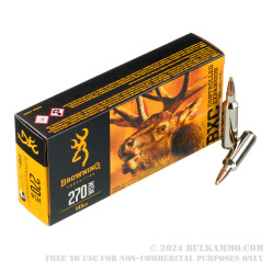 20 Rounds of .270 Win Short Mag Ammo by Browning BXC Controlled Expansion - 145gr Terminal Tip