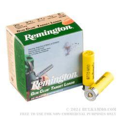 250 Rounds of 20ga Ammo by Remington Gun Club - 7/8 ounce #8 shot