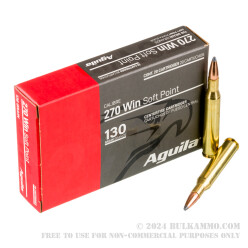 20 Rounds of .270 Win Ammo by Aguila - 130gr SP