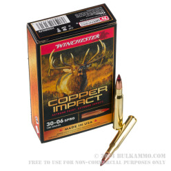 20 Rounds of 30-06 Springfield Ammo by Winchester Copper Impact - 180gr Copper Extreme Point