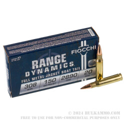 200 Rounds of .308 Win Ammo by Fiocchi - 150gr FMJBT