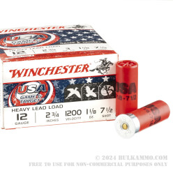 25 Rounds of 12ga Ammo by Winchester USA Game & Target - 1-1/8 ounce #7-1/2 shot