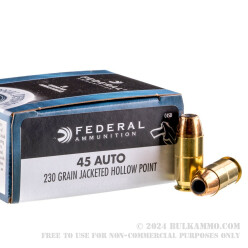 500  Rounds of .45 ACP Ammo by Federal - 230gr JHP