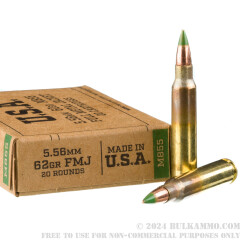 1000 Rounds of 5.56x45 Ammo by Winchester USA - 62gr FMJ M855