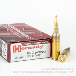 20 Rounds of 6.5 mm Creedmoor Ammo by Hornady - 120gr GMX