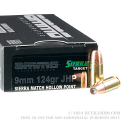 1000 Rounds of 9mm Ammo by Ammo Inc. - 124gr Match JHP
