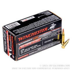 500 Rounds of .17 WSM Ammo by Winchester Varmint HV - 20gr Polymer Tipped