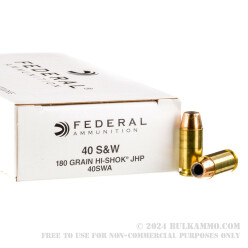50 Rounds of .40 S&W Hi Shok Ammo by Federal Classic - 180gr JHP