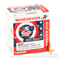 5000 Rounds of .22 LR Ammo by Winchester USA Game & Target - 36gr CPHP