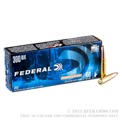 200 Rounds of .300 AAC Blackout Ammo by Federal Power-Shok - 150gr JSP