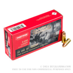 50 Rounds of 9mm Ammo by Norma - 124gr FMJ