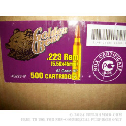 20 Rounds of .223 Ammo by Golden Bear - 62gr HP