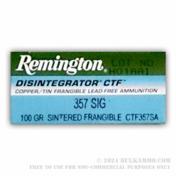 50 Rounds of .357 SIG Ammo by Remington Disintegrator - 100 gr Frangible