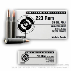 500  Rounds of .223 Ammo by Tula - 55gr FMJ