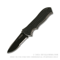 Folding Knife From Blackhawk Point Man - Partially Serrated - PVD Black