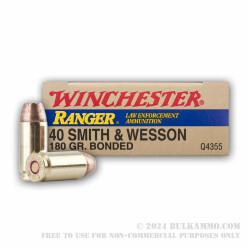 500 Rounds of .40 S&W Ammo by Winchester - 180gr JHP