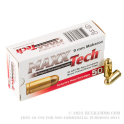 1000 Rounds of 9mm Makarov Ammo by MAXXTech - 92gr FMJ