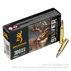 20 Rounds of .300 Win Mag Ammo by Browning Silver Series - 180gr SP