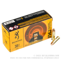 500 Rounds of .38 Spl Ammo by Browning - 130gr FMJ