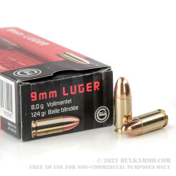 50 Rounds of 9mm Ammo by GECO - 124gr FMJ