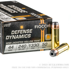 500 Rounds of .44 Mag Ammo by Fiocchi - 240gr SJHP