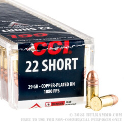 5000 Rounds of .22 Short Ammo by CCI - 29gr Copper Plated Round Nose