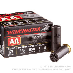250 Rounds of 12ga Ammo by Winchester AA Super Sport - 1 ounce #8 shot