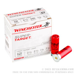 250 Rounds of 12ga Ammo by Winchester Super-Target - 2-3/4" 1 1/8 ounce #7 1/2 shot