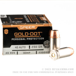 20 Rounds of .45 ACP Ammo by Speer - 230gr JHP