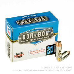 20 Rounds of .40 S&W Ammo by Corbon - 165gr JHP