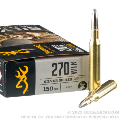 20 Rounds of .270 Win Ammo by Browning Silver Series - 150gr SP