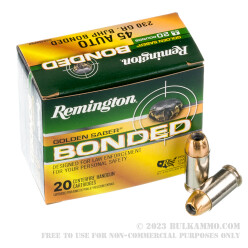 20 Rounds of .45 ACP Ammo by Remington Golden Saber Bonded - 230gr BJHP