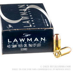 1000 Rounds of .40 S&W Ammo by Speer Lawman Clean-Fire - 165gr TMJ FN