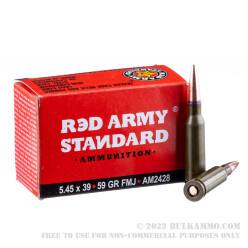 20 Rounds of 5.45x39 Ammo by Red Army Standard - 59gr FMJ