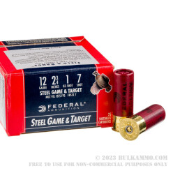 250 Rounds of 12ga Ammo by Federal Steel Game and Target - 1 ounce #7 Shot (Steel)