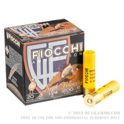 25 Rounds of 20ga 3" Ammo by Fiocchi - 1 1/4 ounce #6 shot