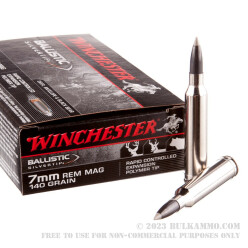 20 Rounds of 7mm Rem Mag Ammo by Winchester - 140gr Polymer Tipped