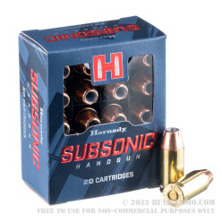 20 Rounds of .45 ACP Ammo by Hornady Subsonic - 230gr JHP